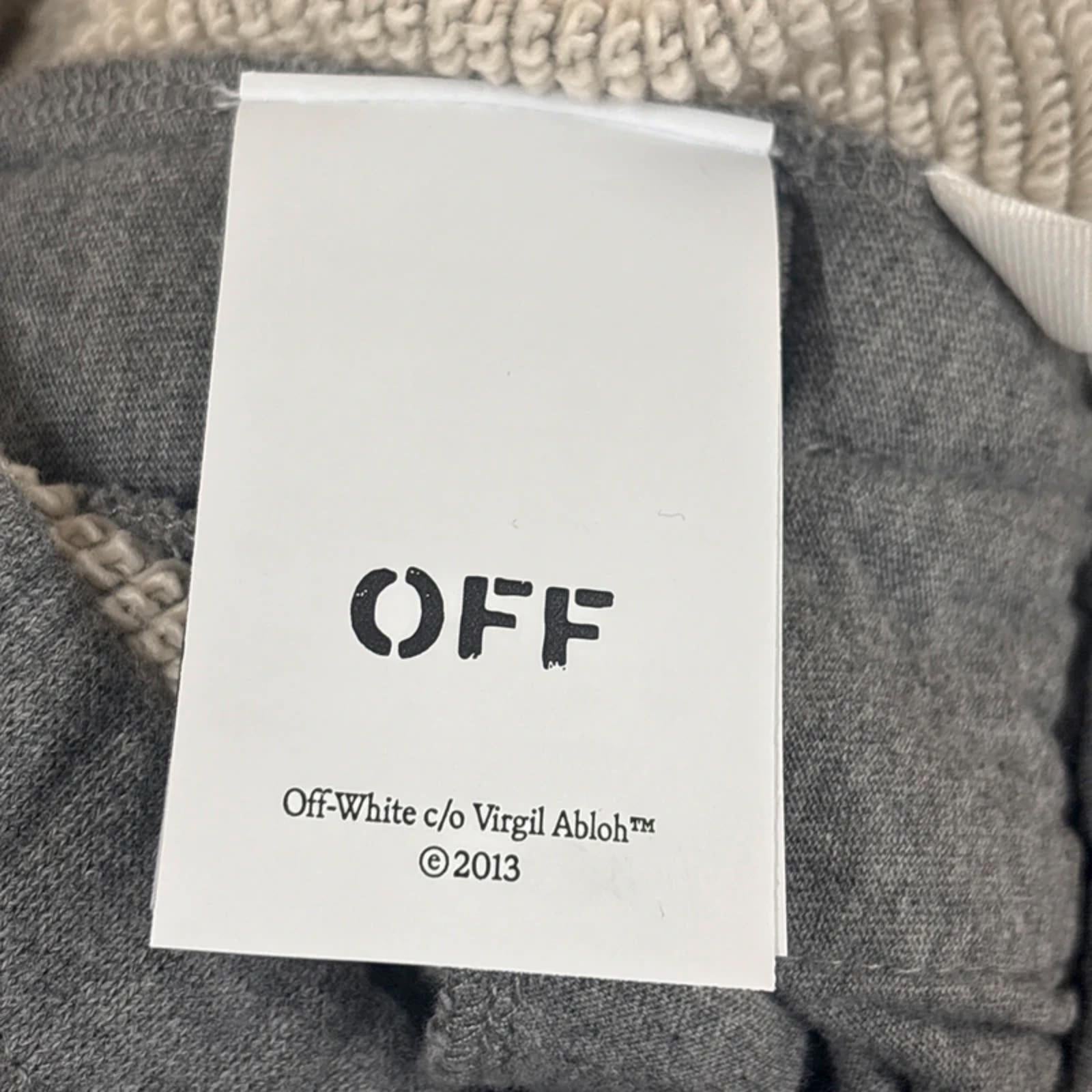 Off-White Logo Embroidered Joggers Track Pants Melange Grey Nautical Blue XS NWT