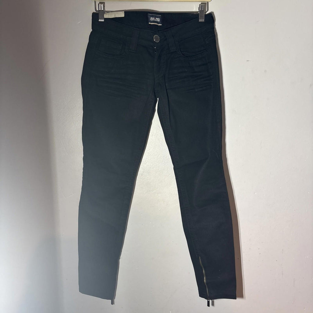 Jean Paul Gaultier Unisex black skinny jeans bedazzled entails back pocket w27