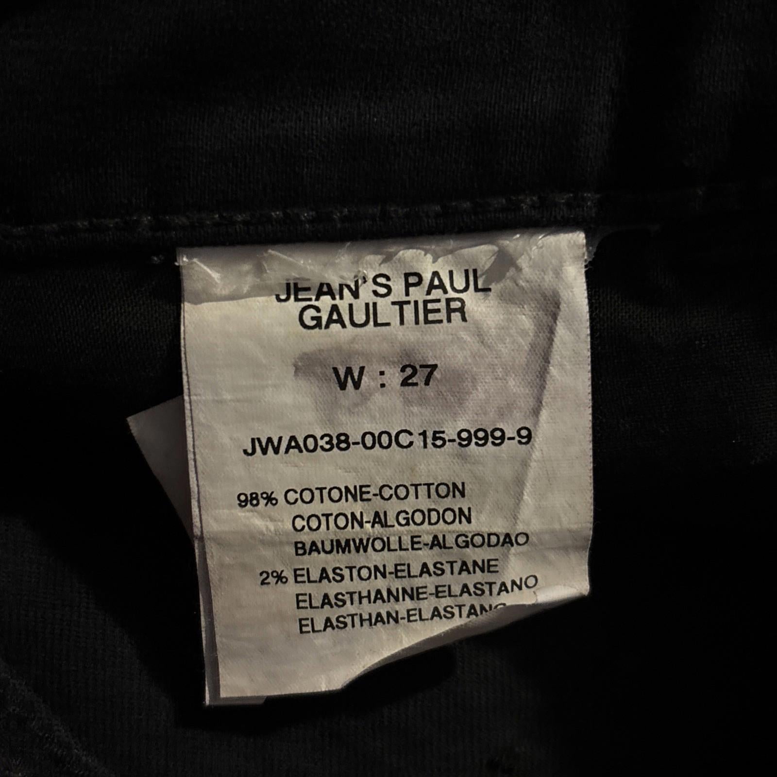 Jean Paul Gaultier Unisex black skinny jeans bedazzled entails back pocket w27