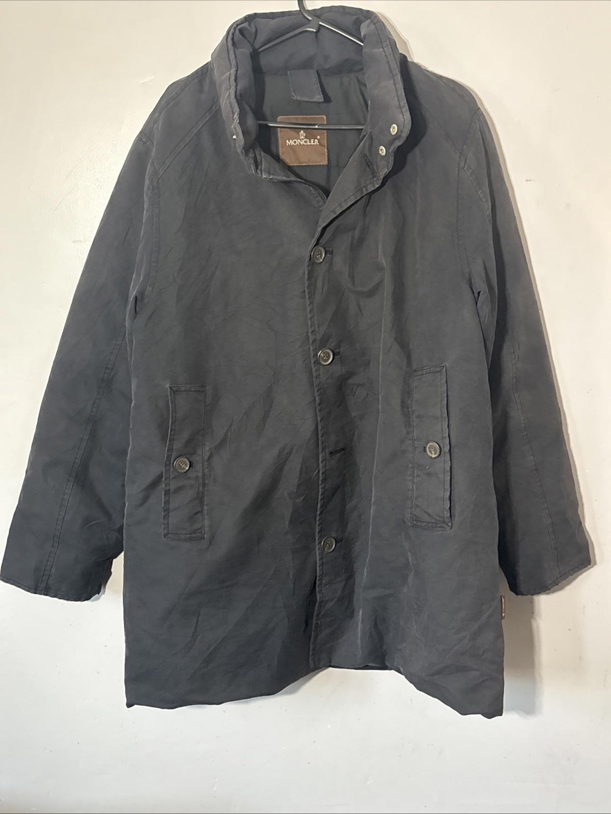 Vintage Moncler Size 2 Medium Navy Down Puffer Jacket Coat Missing Hood & Button