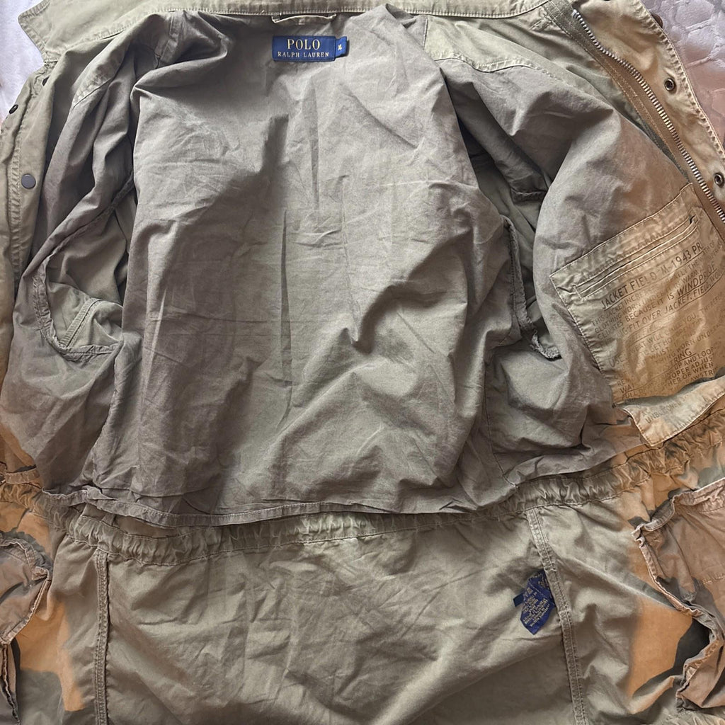 Polo Ralph Lauren olive khaki military combat field jacket guam 5TH squadron XL
