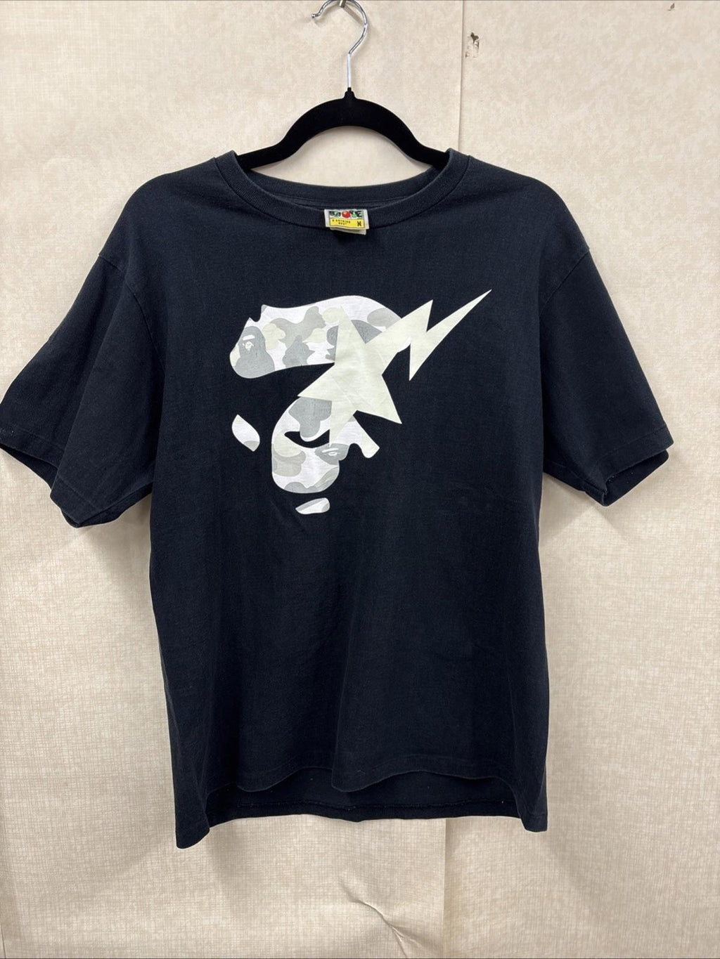 A Bathing Ape BAPE City Camo Ape Face On Bapesta Tee Black Size M T Shirt VGC