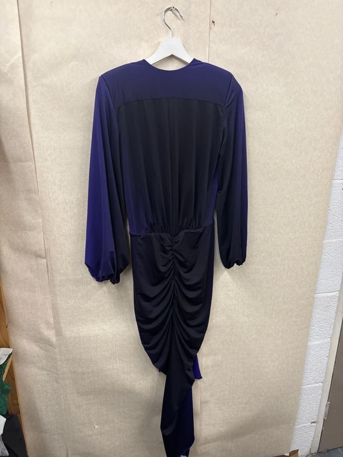 Perseverance London purple dress with a V-neck ruched detailing Shoulder Pads 6