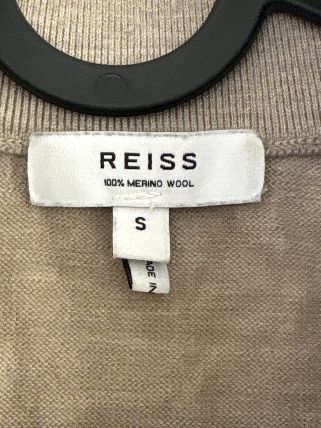 Reiss Beige Half-Zip merino wool extra fine Sweater jumper Size S small