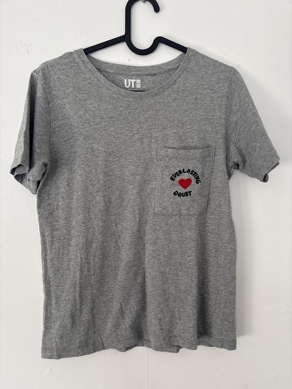 Uniqlo UT Grey T-Shirt with Embroidered Pocket Design Size S