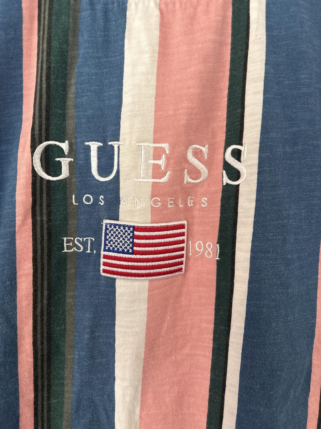 Guess Jeans Striped Logo T-Shirt top tee size M Medium