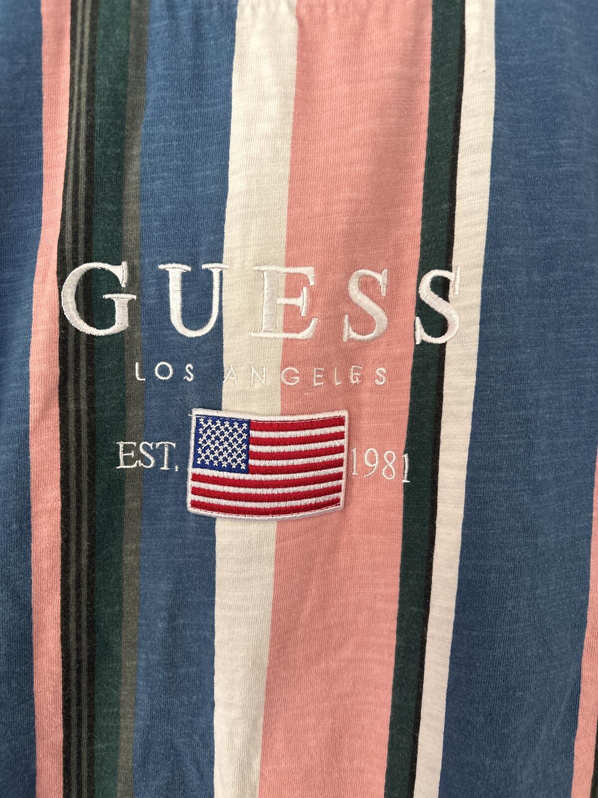 Guess Jeans Striped Logo T-Shirt top tee size M Medium
