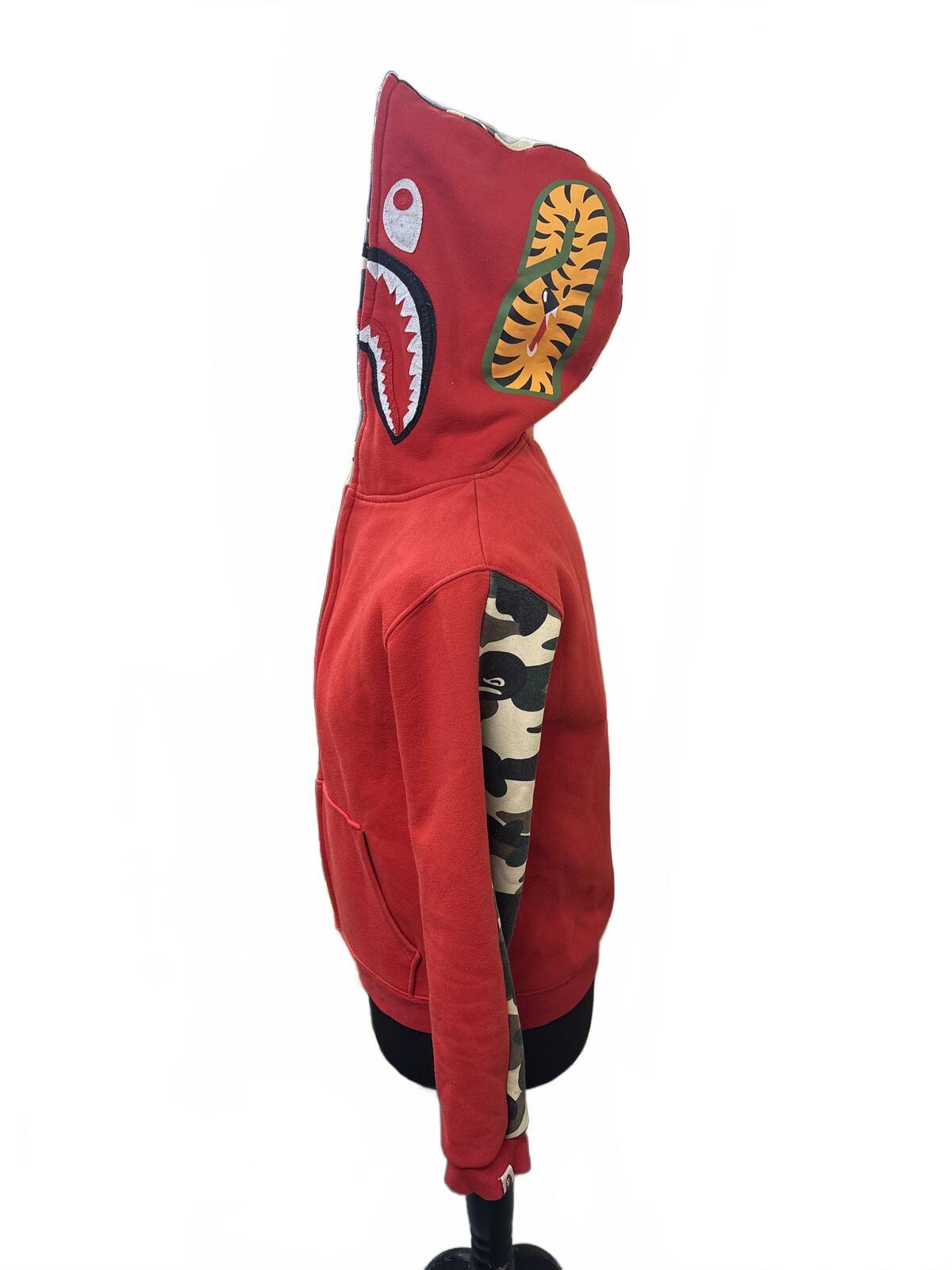 Bape a bathing ape Red full zip first shark Hoodie Camo Details size M