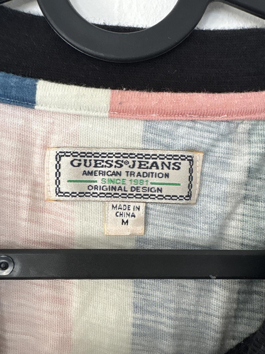 Guess Jeans Striped Logo T-Shirt top tee size M Medium