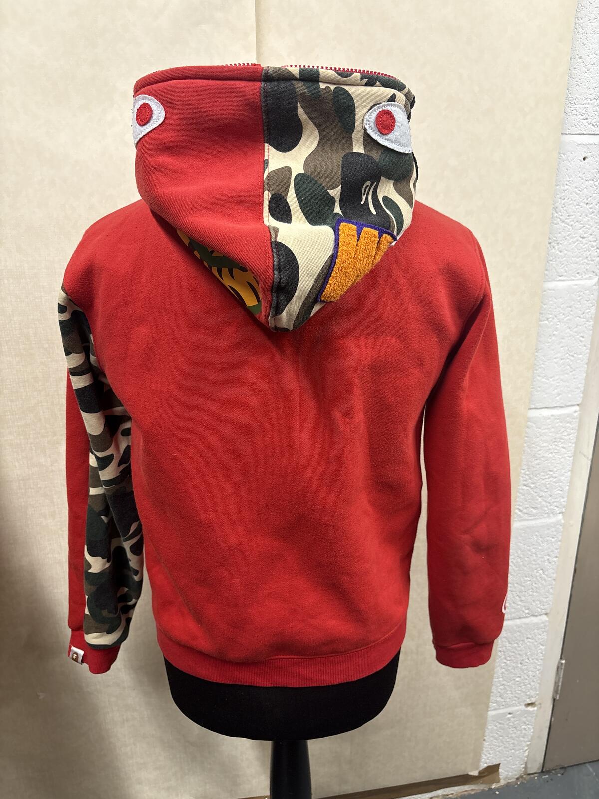 Bape a bathing ape Red full zip first shark Hoodie Camo Details size M