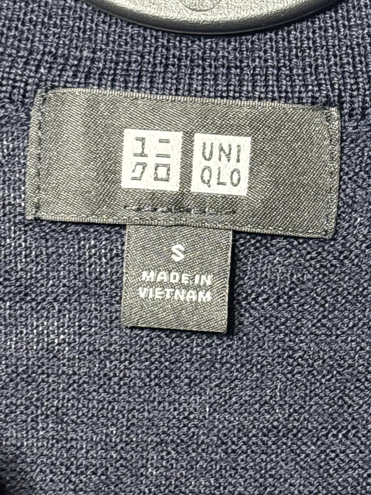 Uniqlo Men's Navy Wool Long Sleeve Polo Shirt Size S small 100% wool