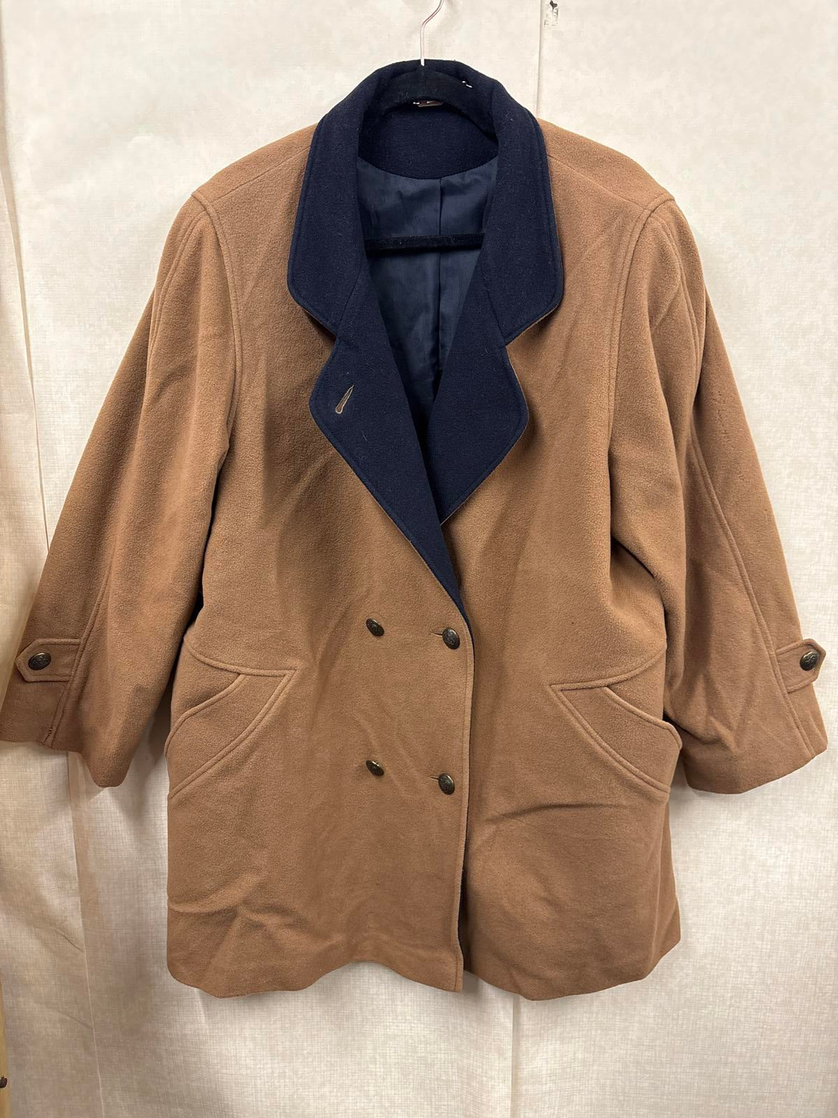 Miss smith Women's Double Breasted cashmere Wool Blend Coat Contrast Collar 18UK