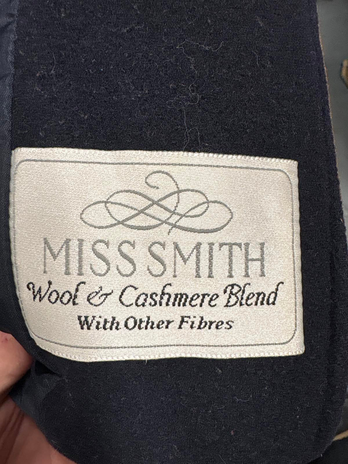 Miss smith Women's Double Breasted cashmere Wool Blend Coat Contrast Collar 18UK