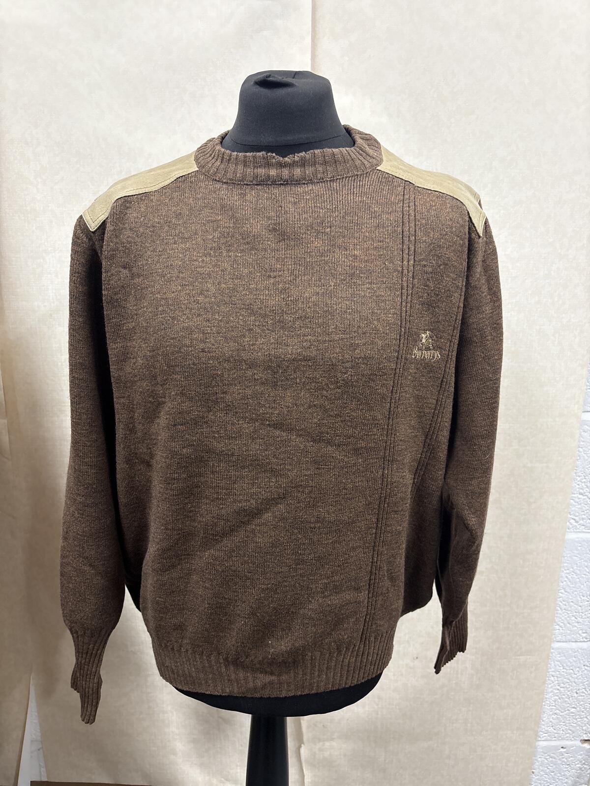 Burberrys Brown 100% new Wool Sweater with Suede Shoulder & elbow Patches