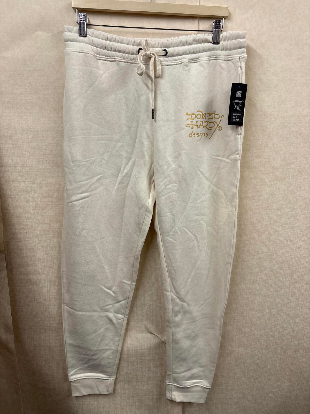 Ed Hardy White ivory Hoodie & Joggers Set Dragon tiger Print size L large new