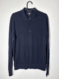 Uniqlo Men's Navy Wool Long Sleeve Polo Shirt Size S small 100% wool