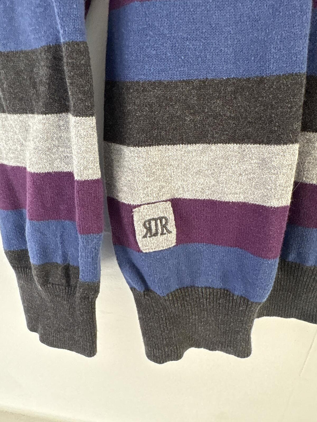 Rocha John Rocha Striped V-Neck Sweater Size L 100% cotton
