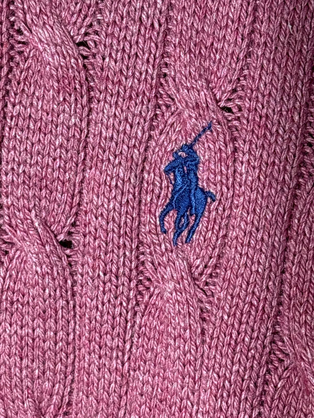Ralph Lauren Pink Cable Knit Half Zip Sweater 100% tussah silk leather zip XL