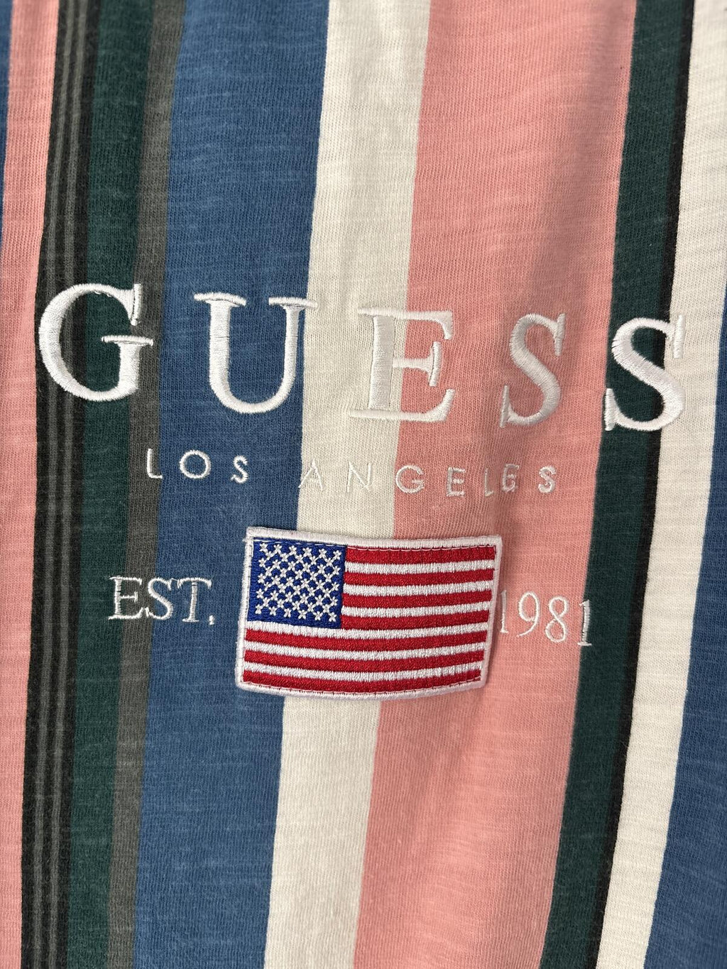 Guess Jeans Striped Logo T-Shirt top tee size M Medium
