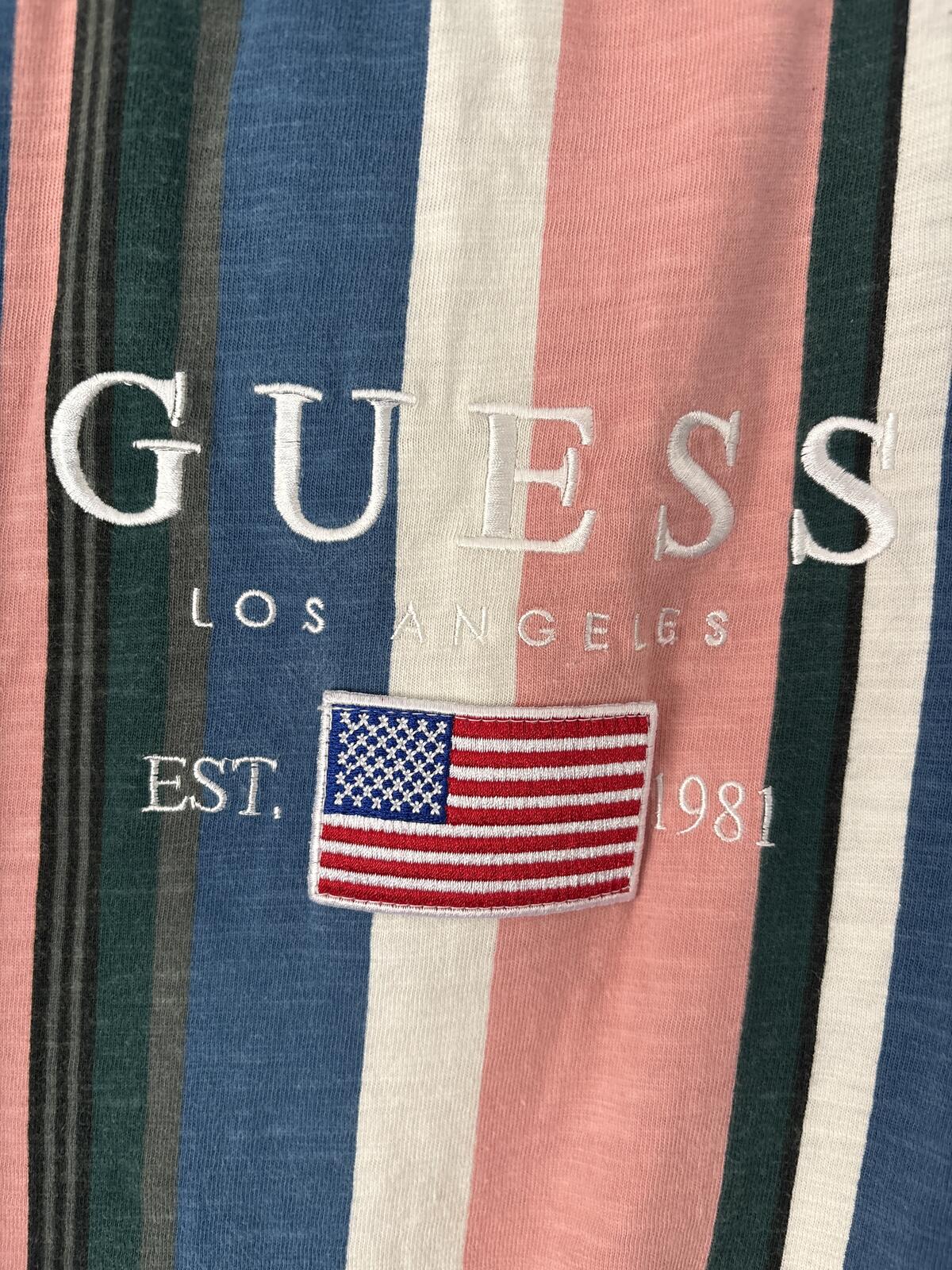 Guess Jeans Striped Logo T-Shirt top tee size M Medium