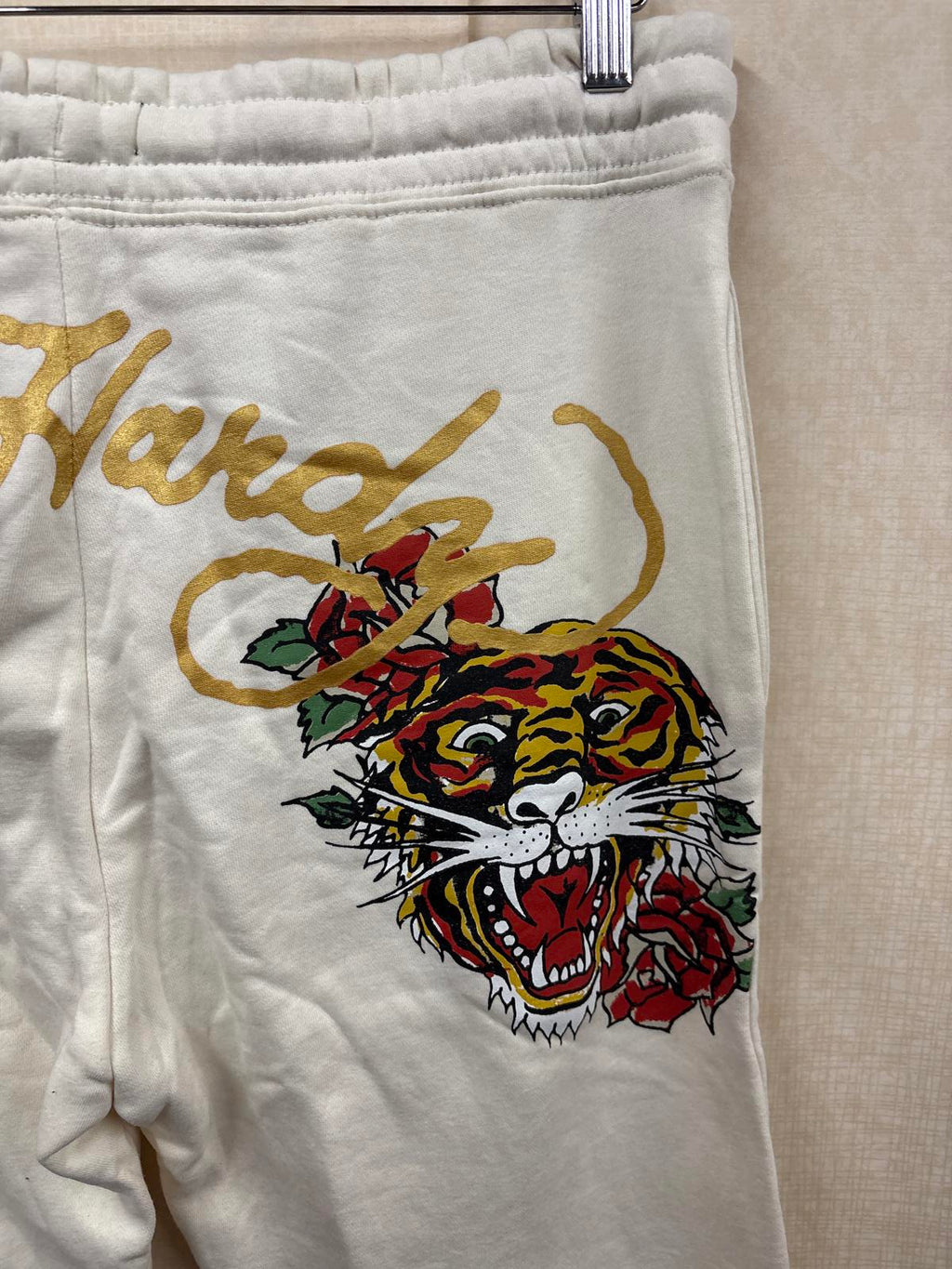 Ed Hardy White ivory Hoodie & Joggers Set Dragon tiger Print size L large new