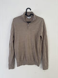Reiss Beige Half-Zip merino wool extra fine Sweater jumper Size S small