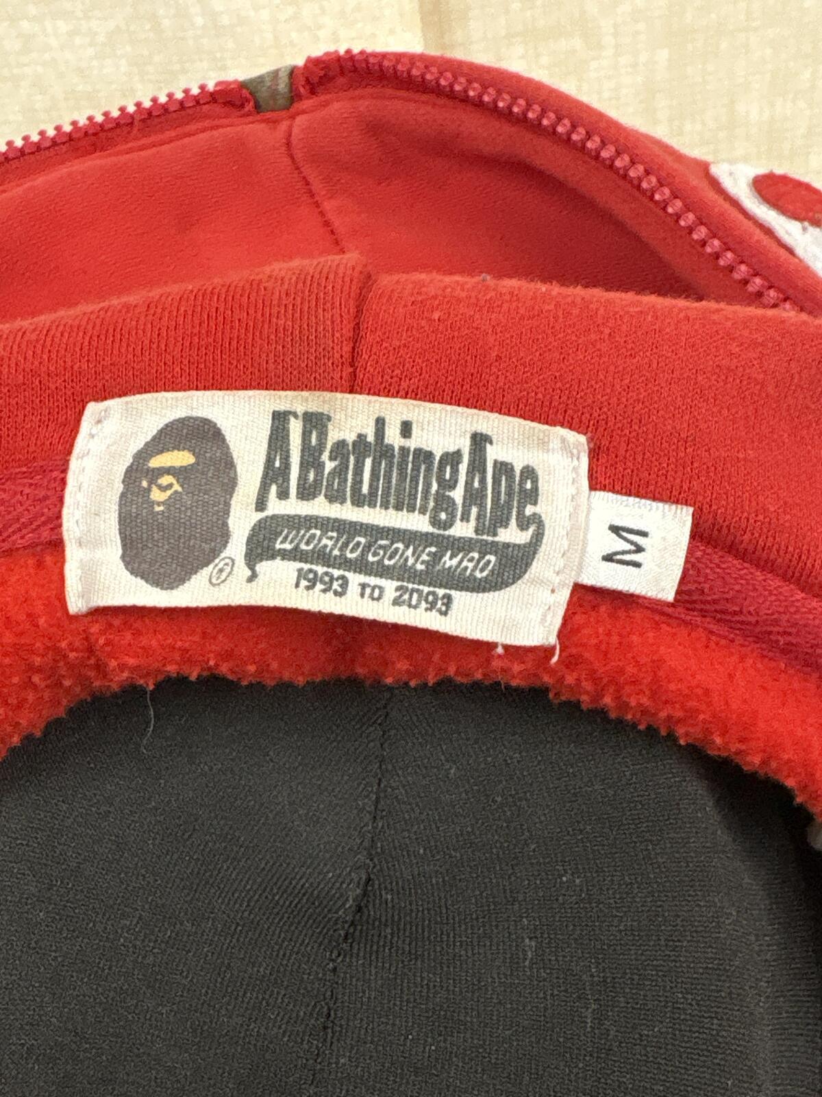 Bape a bathing ape Red full zip first shark Hoodie Camo Details size M