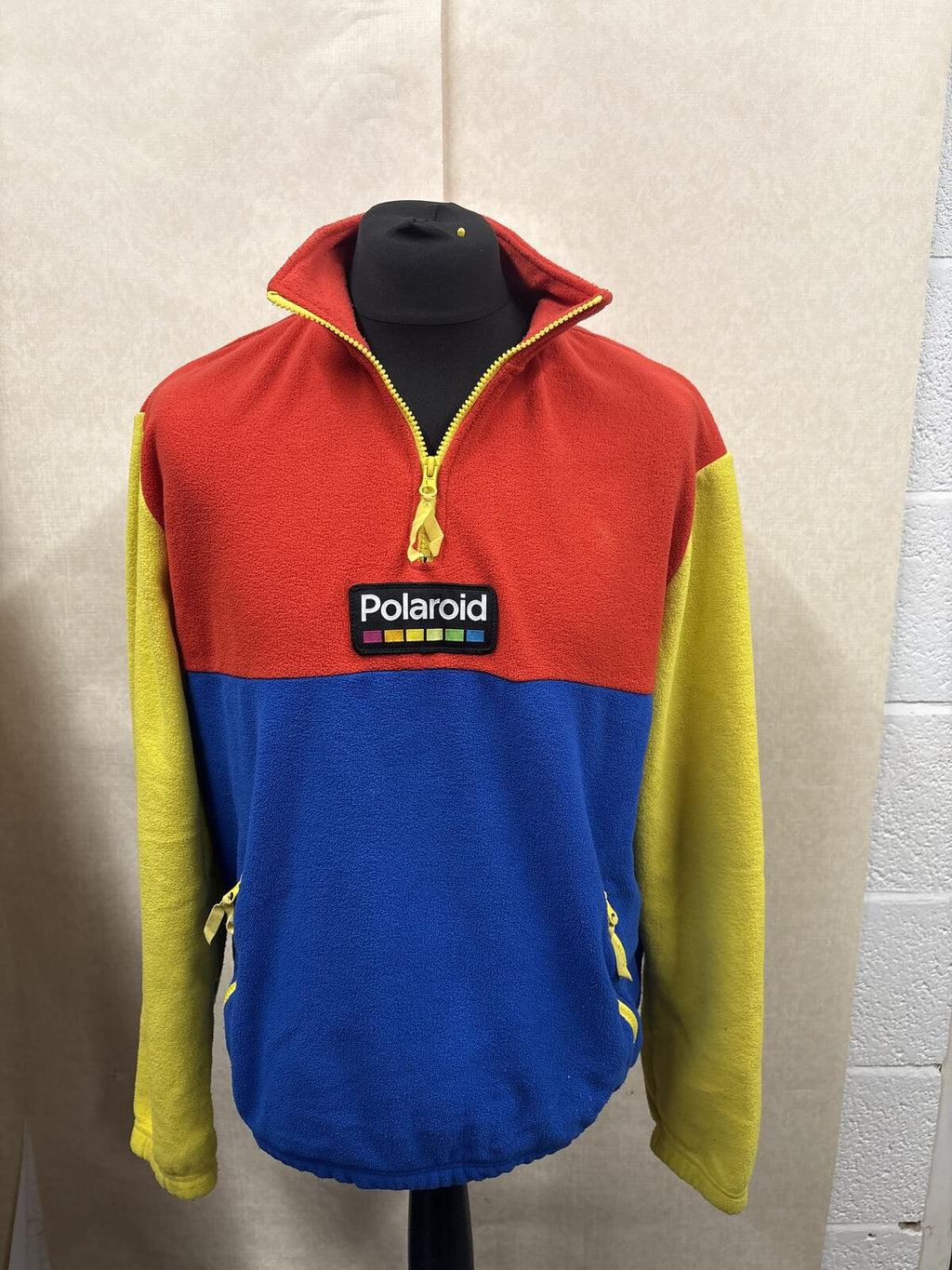 Polaroid Colourblock Fleece Pullover with Half Zip size L UK kangaroo pocket